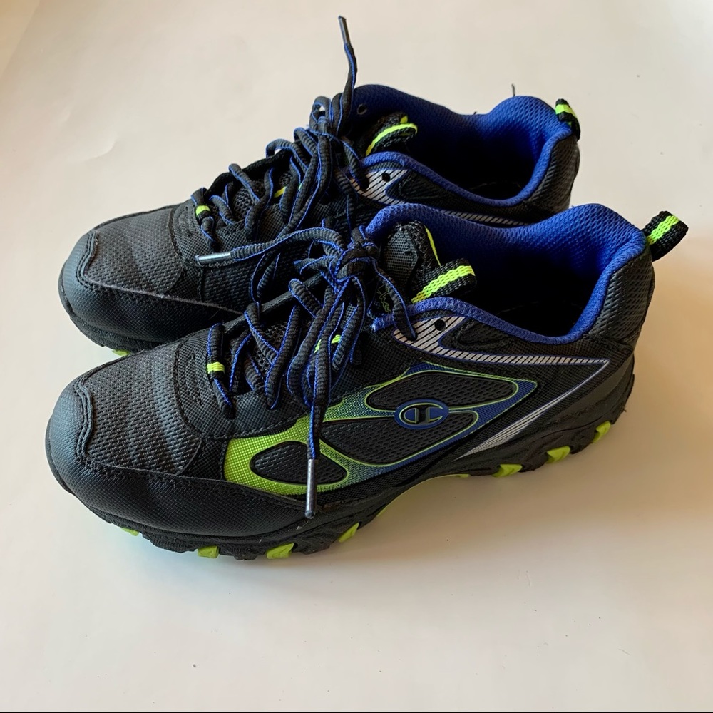 Champion Size 4 Black Blue Shoes Sneakers